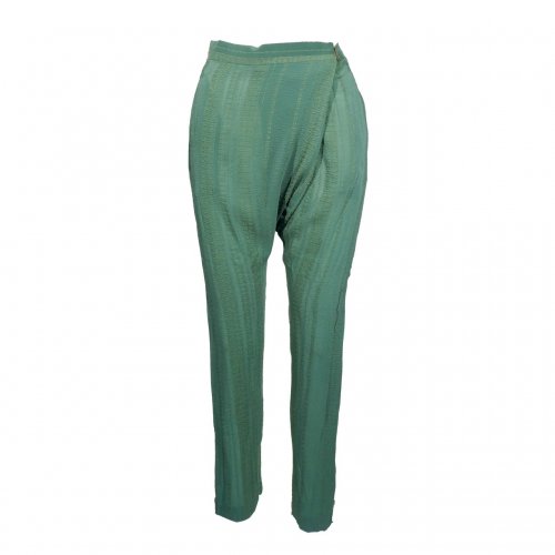 ZEUS & DIONE GREEN SILK TROUSERS SIZE:FR40