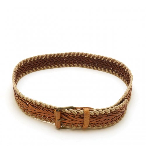 GERARD DAREL CAMEL LEATHER BRAIDED BELT WITH ROPE SISE:90