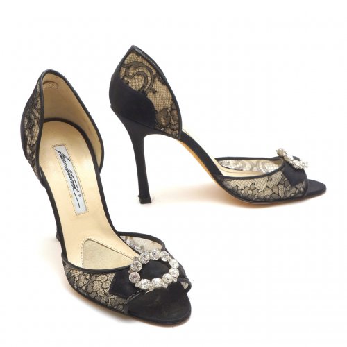 BRIAN ATWOOD LACE PEEP-TOE PUMPS SIZE:36,5