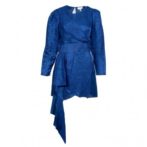 RONNY KOBO DARK BLUE MINI DRESS WITH LONG RUFFLE IN FRONT SIZE:L
