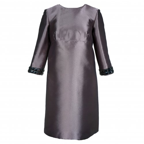 BURBERRY BEIGE SHINY DRESS WITH METALLIC DETAILS ON SLEEVES SIZE:40