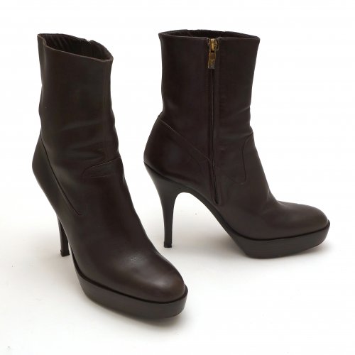 YVES SAINT LAURENT BROWN LEATHER BOOTS 39