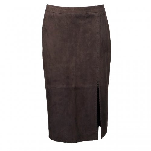 ALL SAINTS SUEDE BROWN MIDI SKIRT SIZE:UK:14