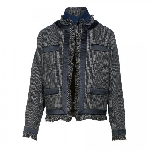 SACAI CHECK PUFFER-JACKET WITH SATIN DETAILS 2