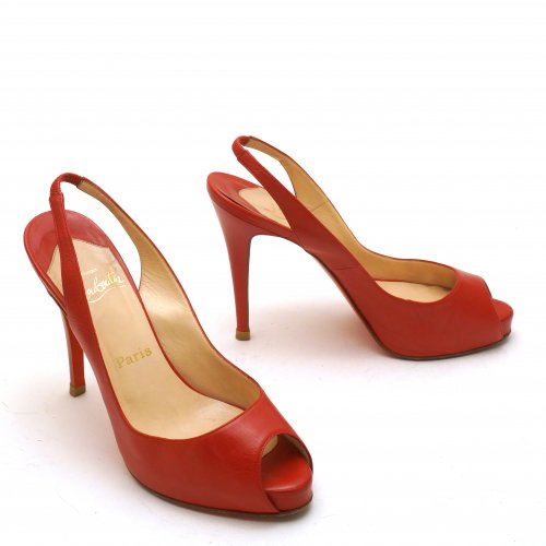 CHRISTIAN LOUBOUTIN RED SLINGBACK PEEP TOES SIZE:39,5
