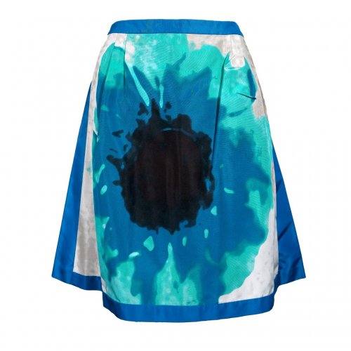 CELINE TEAL PLEATED SKIRT WITH PRINT SIZE:FR36